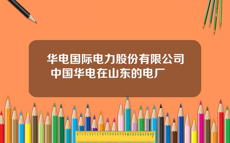 华电国际电力股份有限公司 中国华电在山东的电厂